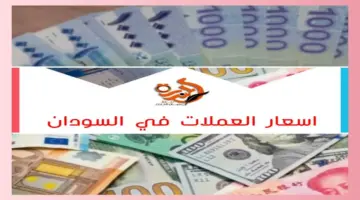 أسعار صرف العملات الأجنبية مقابل الجنيه السوداني حالياً